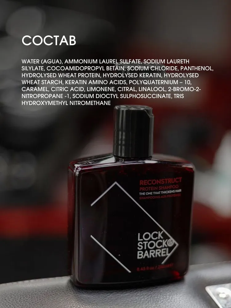 Шампунь мужской профессиональный 250 мл для объема волос Reconstruct Shampoo Lock stock & Barrel для ежедневного применения, 250 мл, фото 6