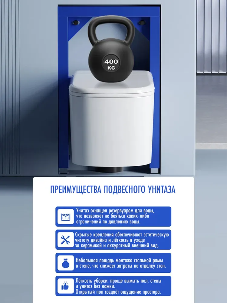 Смарт унитаз подвесной HAITEC HT-ESTY3WE автоматизированный с встроенным бачком, вариант, фото 5