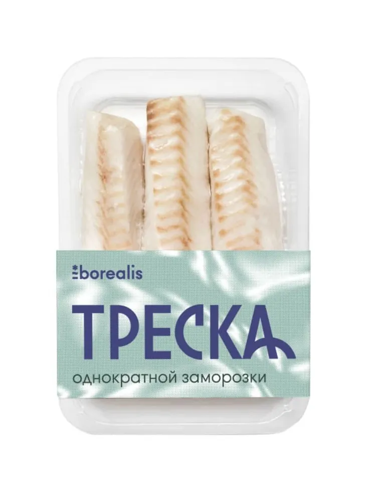 Треска, филе лойн (спинка) без кожи, свежемороженое, Borealis, 400 г, 400 г, фото 3