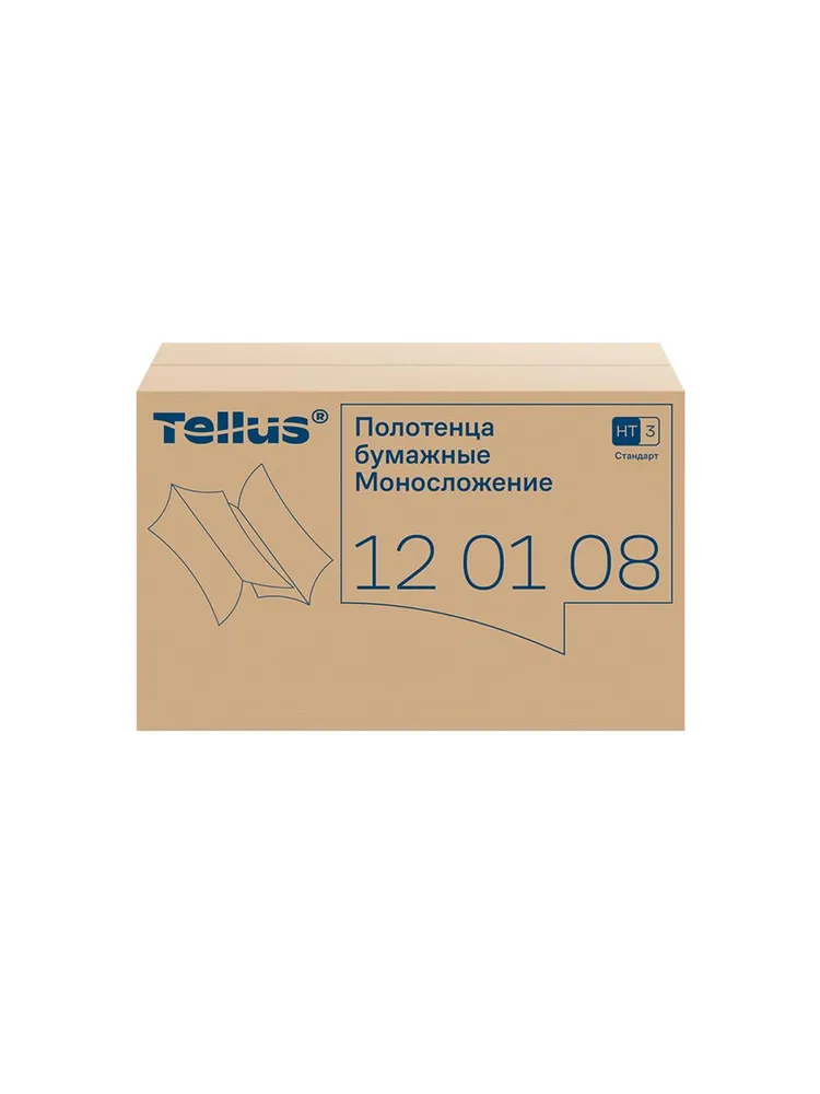 Бумажные полотенца Tellus/ТОРК Стандарт листовые 120108 HT3/H3 цвет натуральный 1 слой комплект 20 пачек по 250 штук, вариант, фото 5