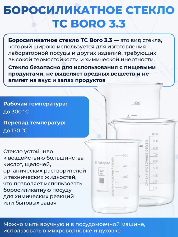 Колба плоскодонная 3000 мл (горло 50 мм, термостойкое боросиликатное стекло Boro 3.3), Лаборио, П-2-3000-50, 3 л, фото 4