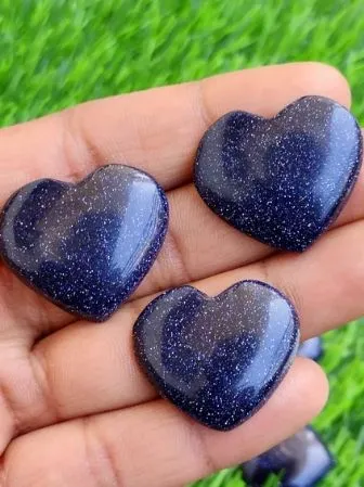 Сердце из голубого песчаника 30mm - сверкающий звёздный камень, голубой, фото 5