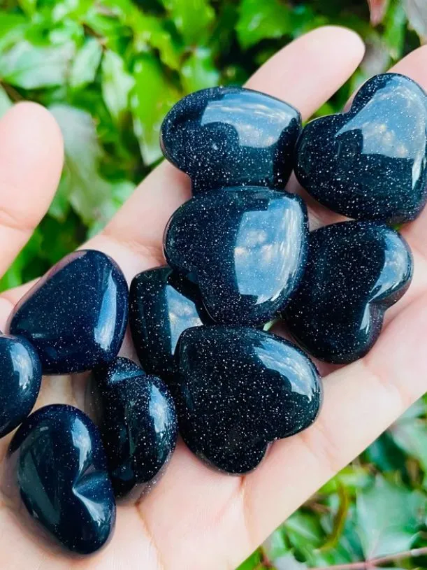 Сердце из голубого песчаника 30mm - сверкающий звёздный камень, голубой, фото 4