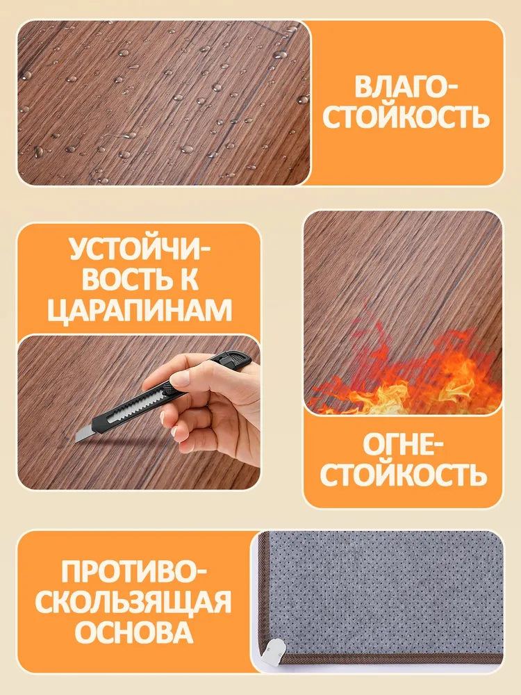 Коврик с подогревом для ног электрический, теплый инфракрасный коврик для дома, офиса, сушки обуви и домашних животных, вариант, фото 3
