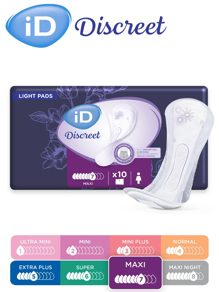 Урологические прокладки для женщин iD Discreet Maxi 10 шт., 10 шт, фото 2