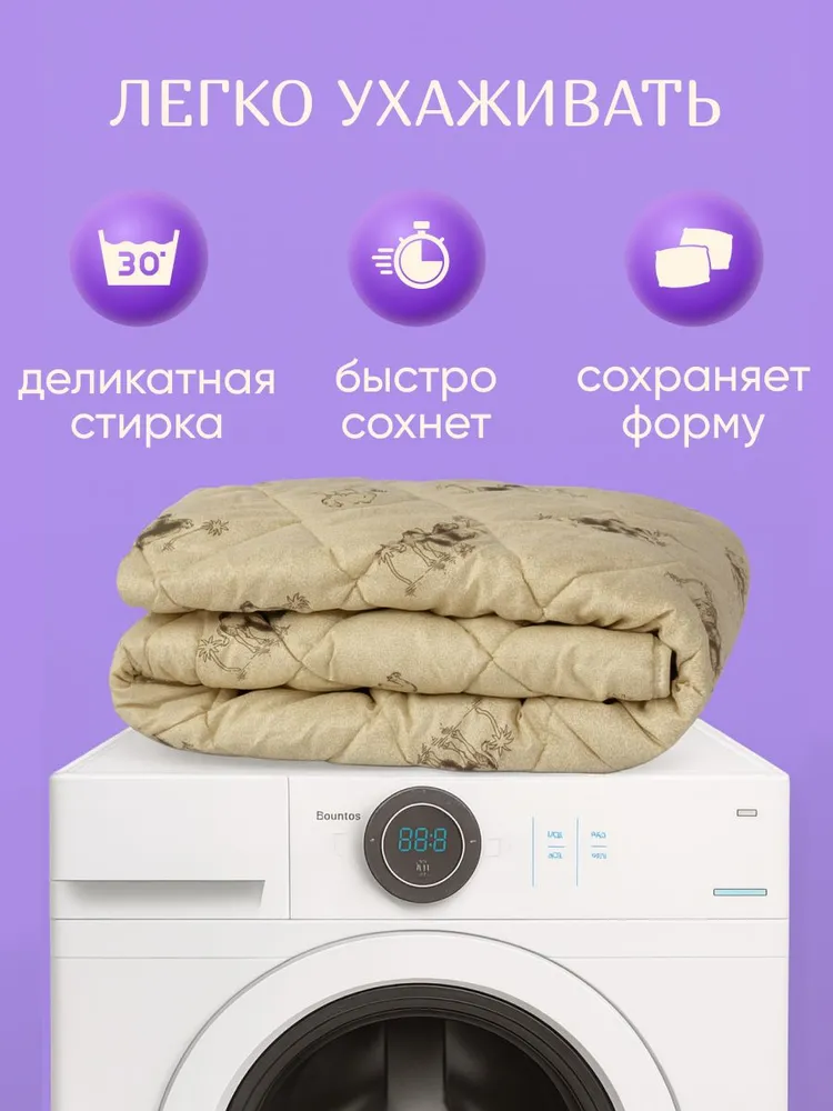 Одеяло 2 спальное всесезонное 172х205 GALTEX "Верблюжья шерсть", наполнитель - полиэфирное волокно 250г., 172x205, 250 г, фото 6