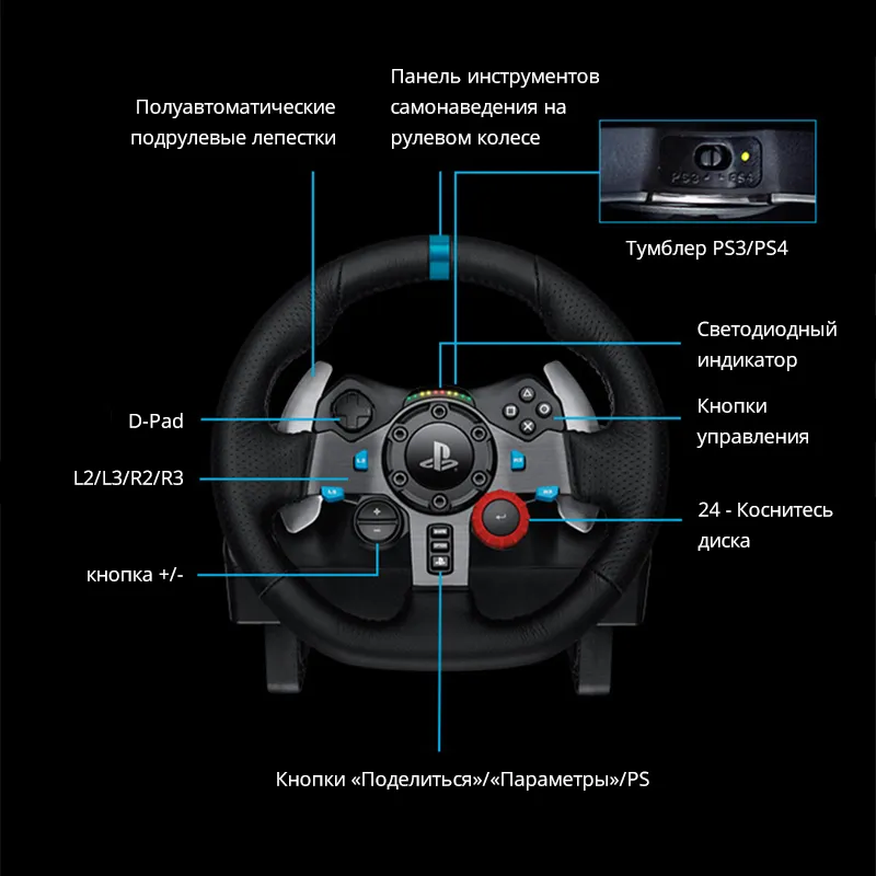 Logitech (G) G29 Игровой гоночный симулятор руля, вариант, фото 4