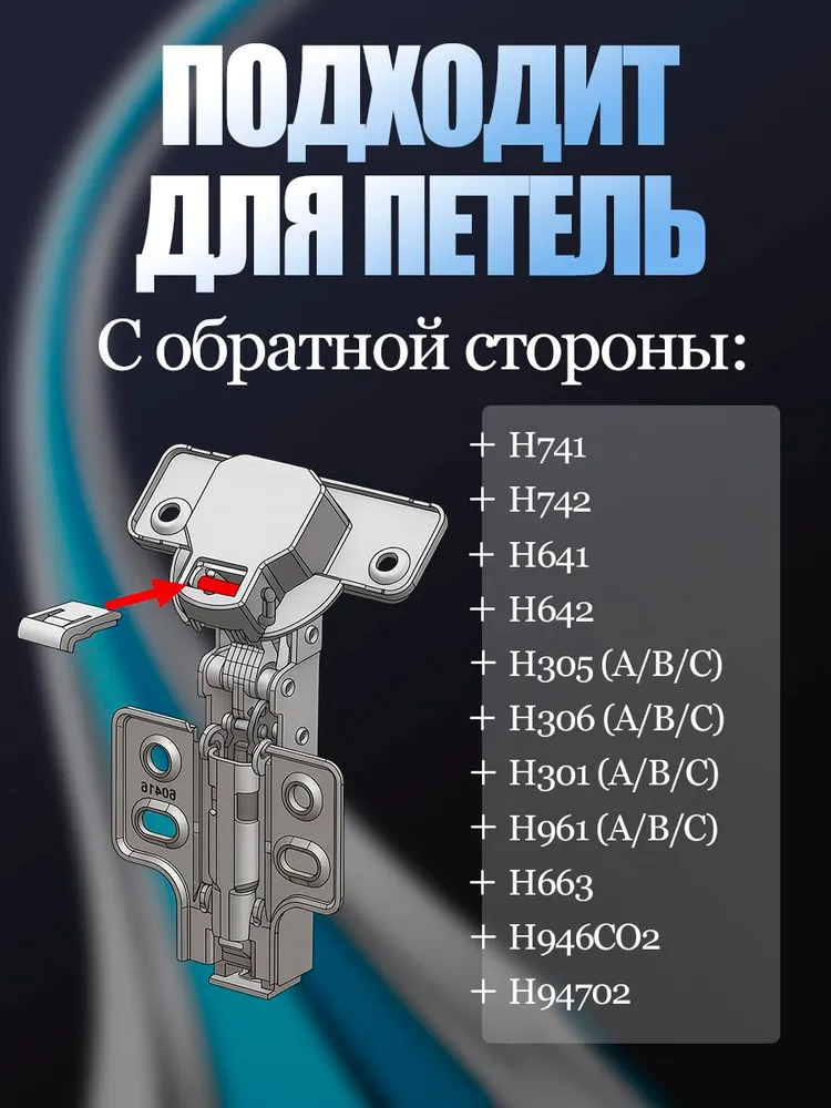 Ограничитель угла открывания петли, угол до 87 градусов,совместим с петлями H316, Н301, CASUAL Н305, PROFI Н306, FRAME H663, EXTRA Н319, PROFI PUSH H961, 10 шт, 10 шт, фото 2