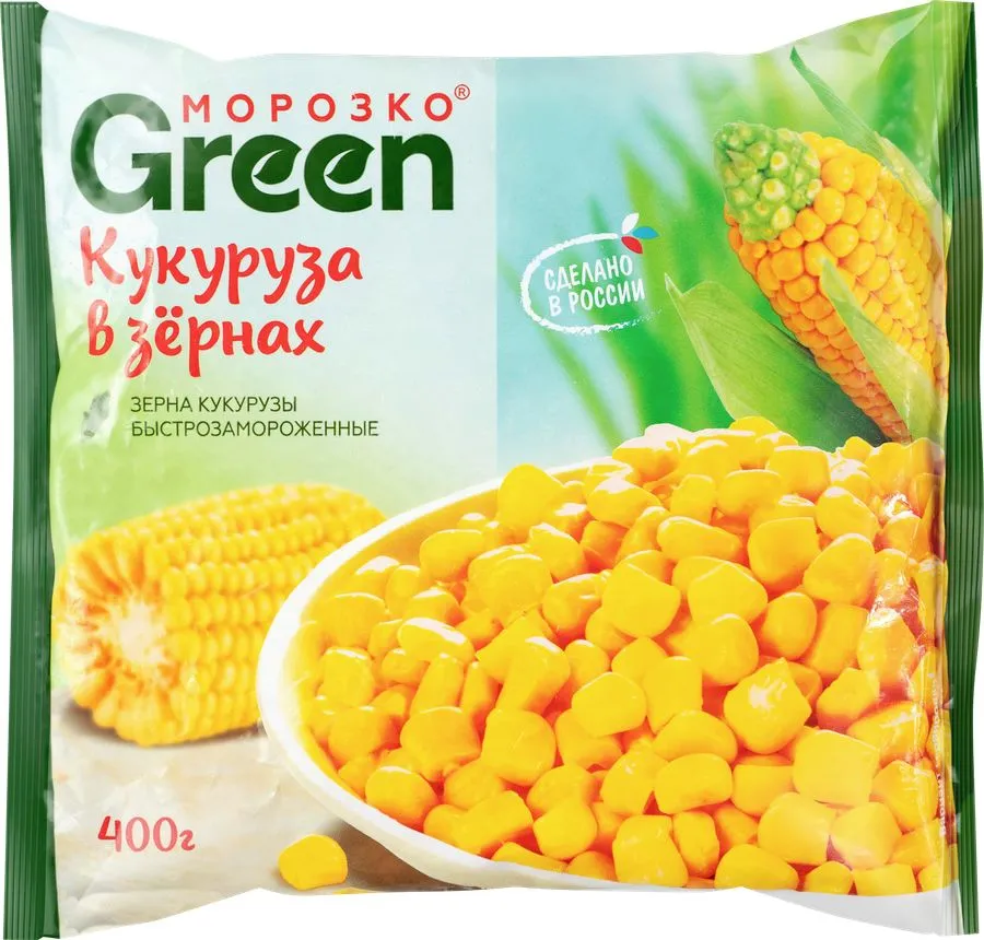 Кукуруза замороженная МОРОЗКО Green в зернах, 400г., 400 г