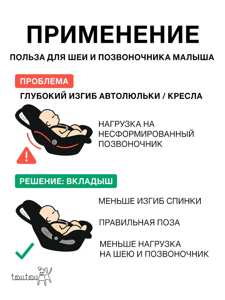 Вкладыш в автолюльку для новорожденных анатомический, вкладка из поролона в автокресло, подкладка в коляску прогулочную, шезлонг, вставка в стульчик для кормления малышей, вариант, фото 2
