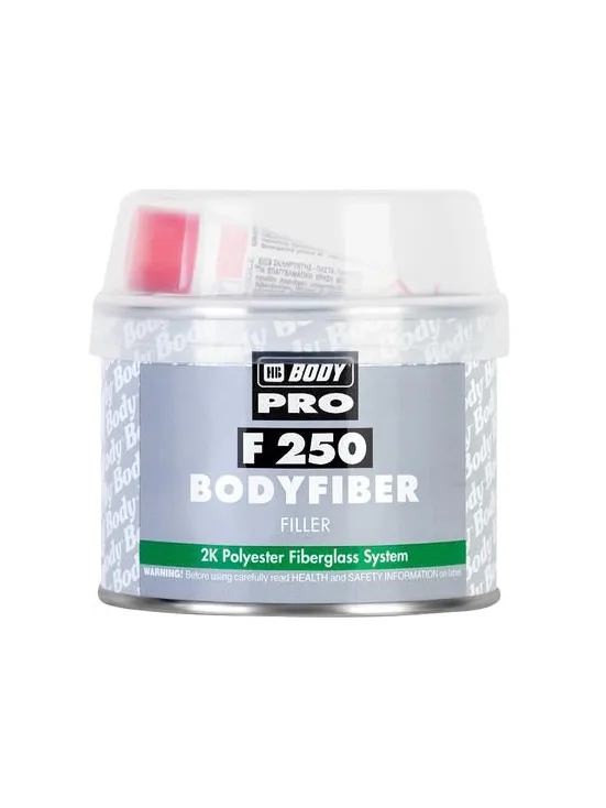 Шпатлевка HB BODY F250 FIBER, автомобильная, полиэфирная, со стекловолокном, зеленая, уп.0,25кг., зеленый