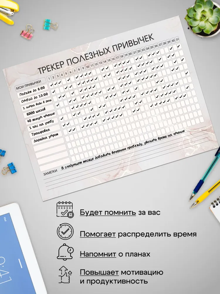Планер магнитный на холодильник трекер привычек Clole Mind, вариант, фото 4