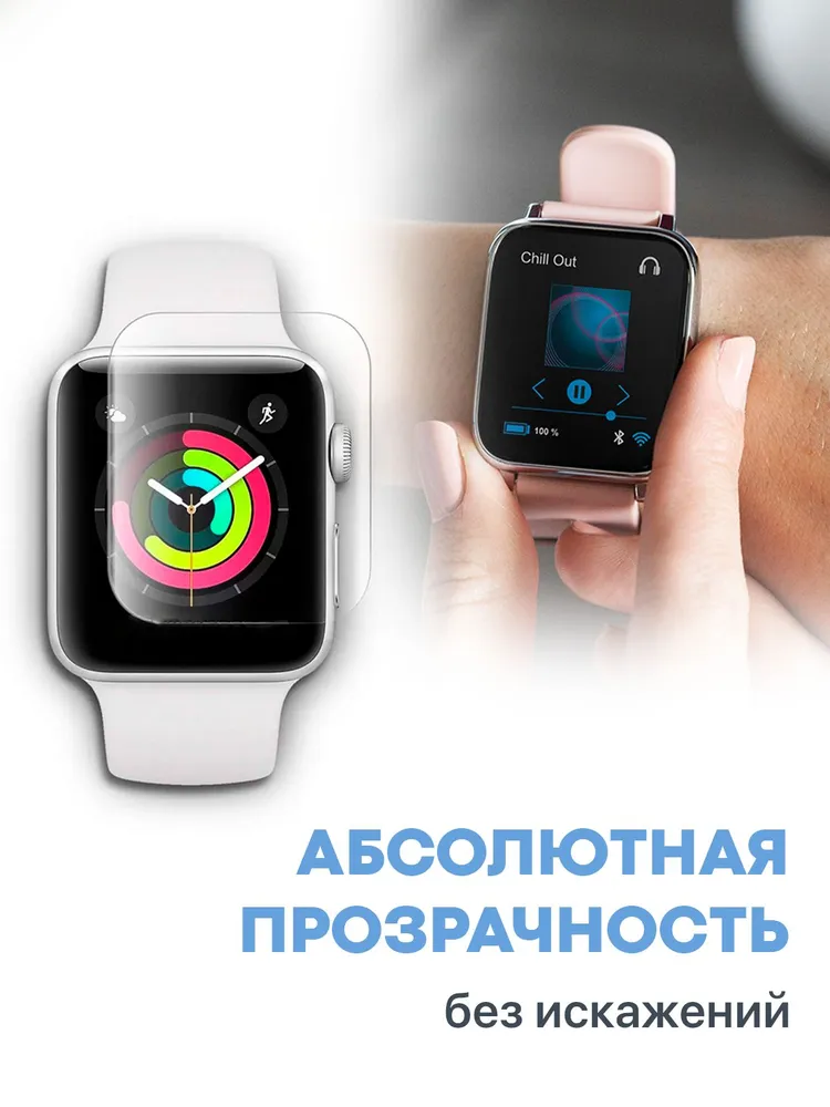 Гидрогелевая защитная пленка для смарт-часов Huawei Watch GT 4, 5, 6, GT 7, 7 Pro 41 mm (3 шт) / Глянцевая противоударная плёнка на Хуавей Вотч ГТ 4, 5, 6, 7, ГТ 7 Про 41 мм, 3 шт, фото 3