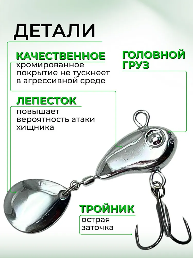 Тейл спинер ( 9,5 гр.) с лепестком, для рыбалки на щуку, окуня, судака, 9,5 г, фото 3