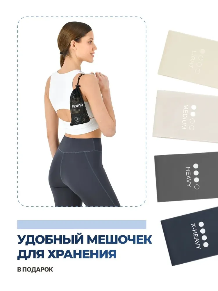 Резинки для фитнеса латексные, 4 шт. / Kama, 4 шт, фото 3