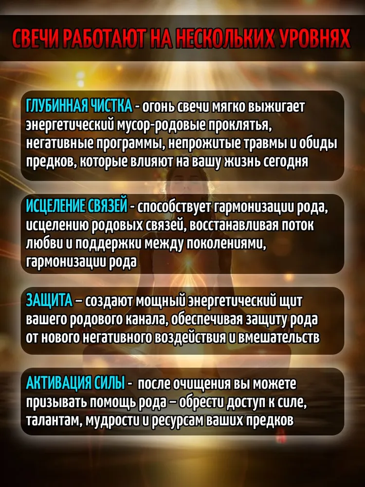 свечи восковые магические ЧИСТКА РОДОВЫХ КАНАЛОВ до 9 колена. С восстановлением. Свечи магические восковые программные ритуальные с травами, вариант, фото 4