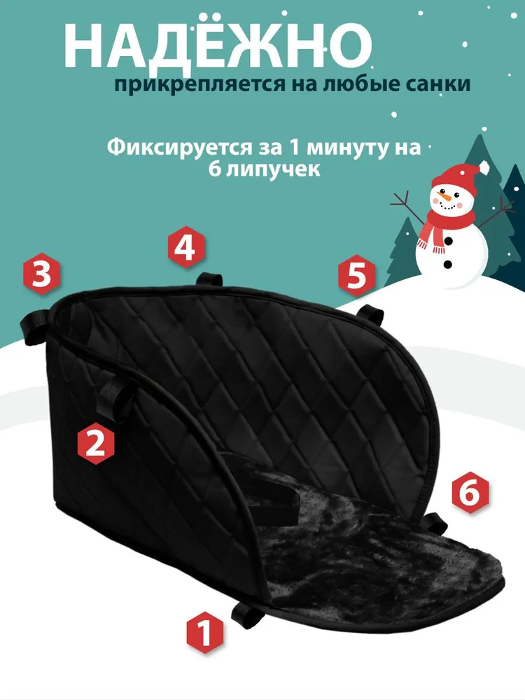 Универсальный меховой конверт матрасик для санок ТРОКОТ PREMIUM на завязках / конверт для санок экокожа, вариант, фото 4