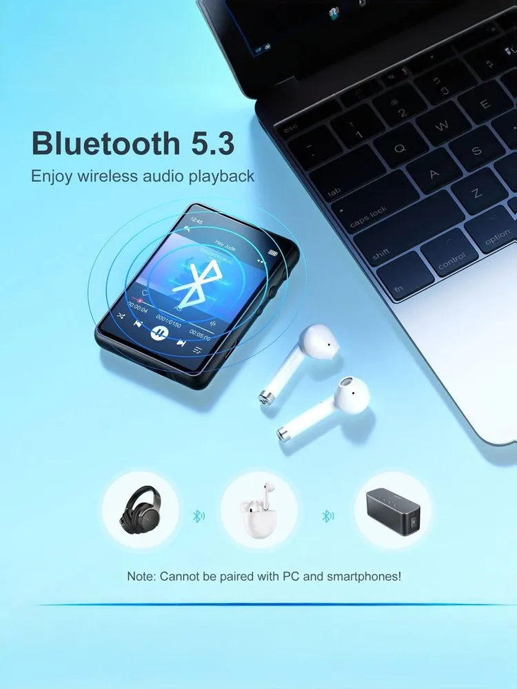 Bluetooth-плеер MECHEN M3 64 ГБ, музыкальный плеер с 2,4-дюймовым экраном, в комплекте с наушниками, сенсорным экраном, силиконовым чехлом, функцией записи и звуком Hi-Fi,, 64 ГБ, фото 3