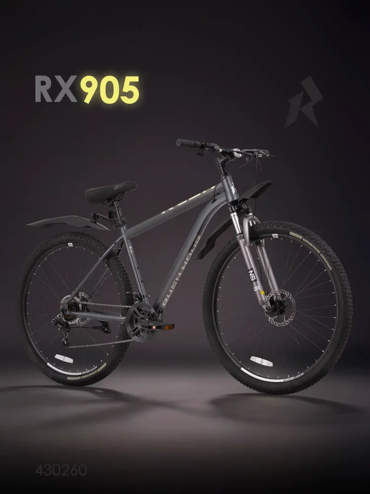 Велосипед взрослый горный дисковый 29" RUSH HOUR RX 905 21 скорость графит рама 17" рост 160-175 см. скоростной мужчине спортивный с амортизацией найнер переключатель SHIMANO, 180-195см графит . велик, фото 6