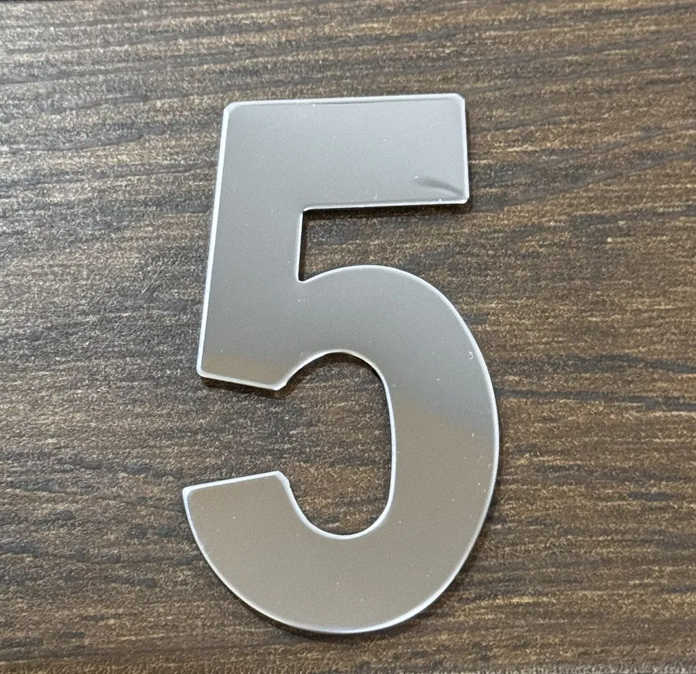 Номер на дверь квартиры, цифра № 1 самоклеющаяся, Хром., № 5, фото 2