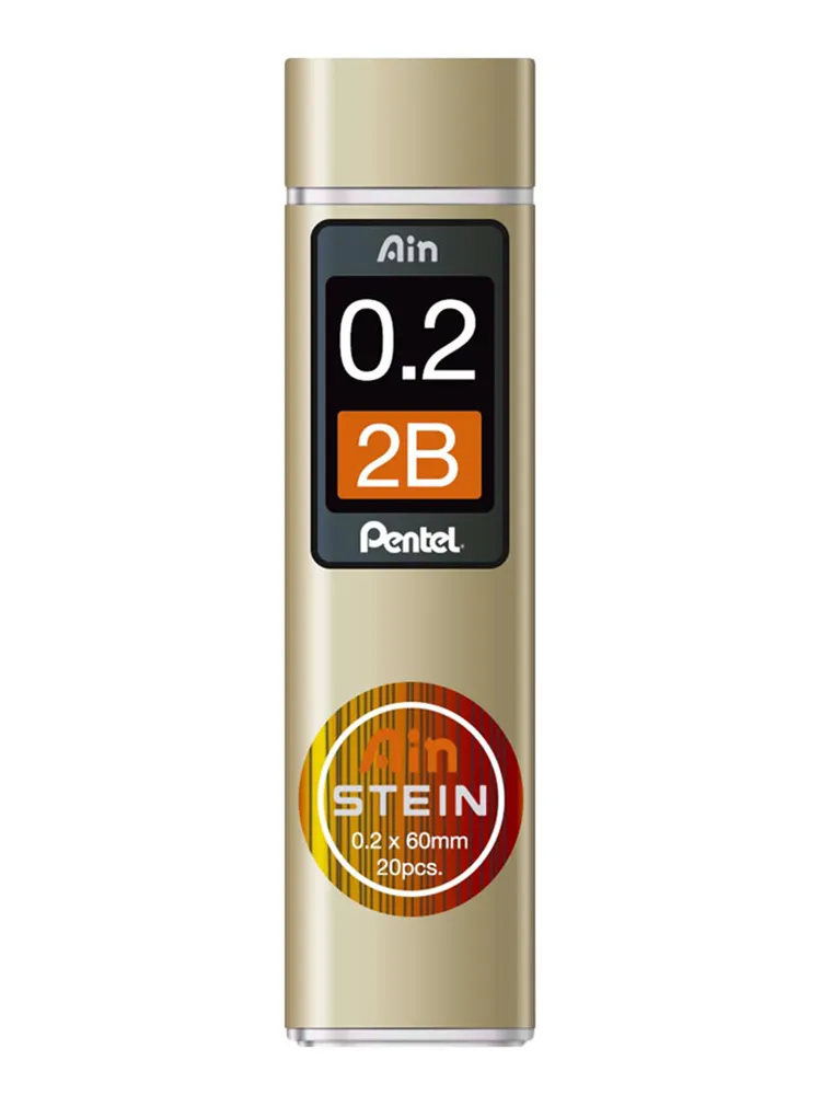 Грифели для механических карандашей PENTEL AIN STEIN C272 2B 0.2 мм 20 шт. в футляре, 20 шт