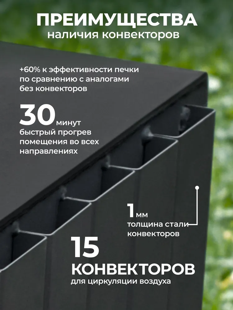 Печь буржуйка отопительная со стеклом с 15 конвекторами на 80 м3 из толстой стали 4 мм для гаража, дачи, дома, палатки, буржуйка дровяная на века CHIRO, вариант, фото 6