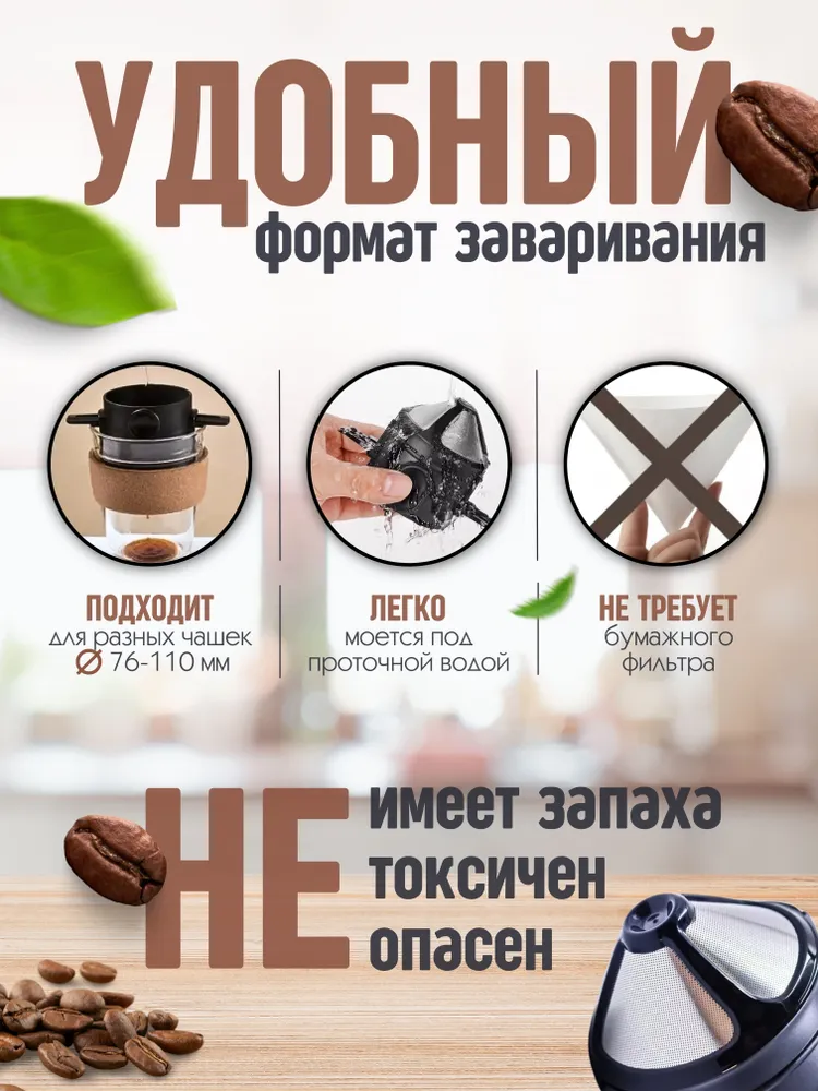 Фильтр для кофе многоразовый заваривания в чашку, вариант, фото 4
