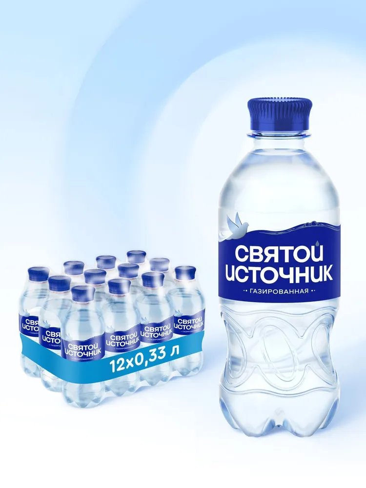 Вода газированная Святой Источник, 6 шт х 1,5 л, 12 шт, 330 мл