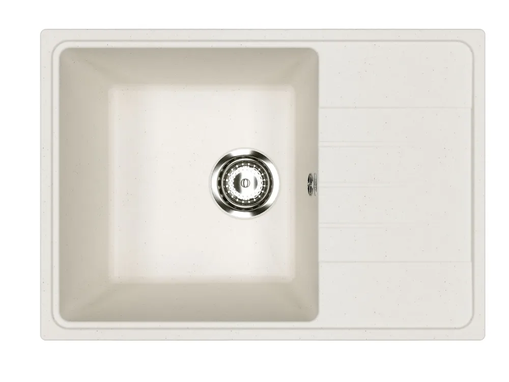 Мойка для кухни Weissgauff WG 60001 Classic White, искусственный камень, врезная, с сифоном, белый, фото 2