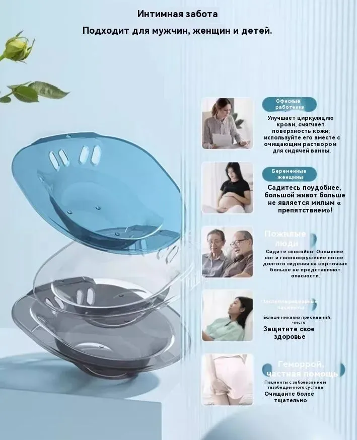 Ванночка сидячая, Биде для подмывания, Накладка на унитаз, послеродовая, послеоперационная , без помпы ,розовый цвет-стул для ванной, розовый, фото 6