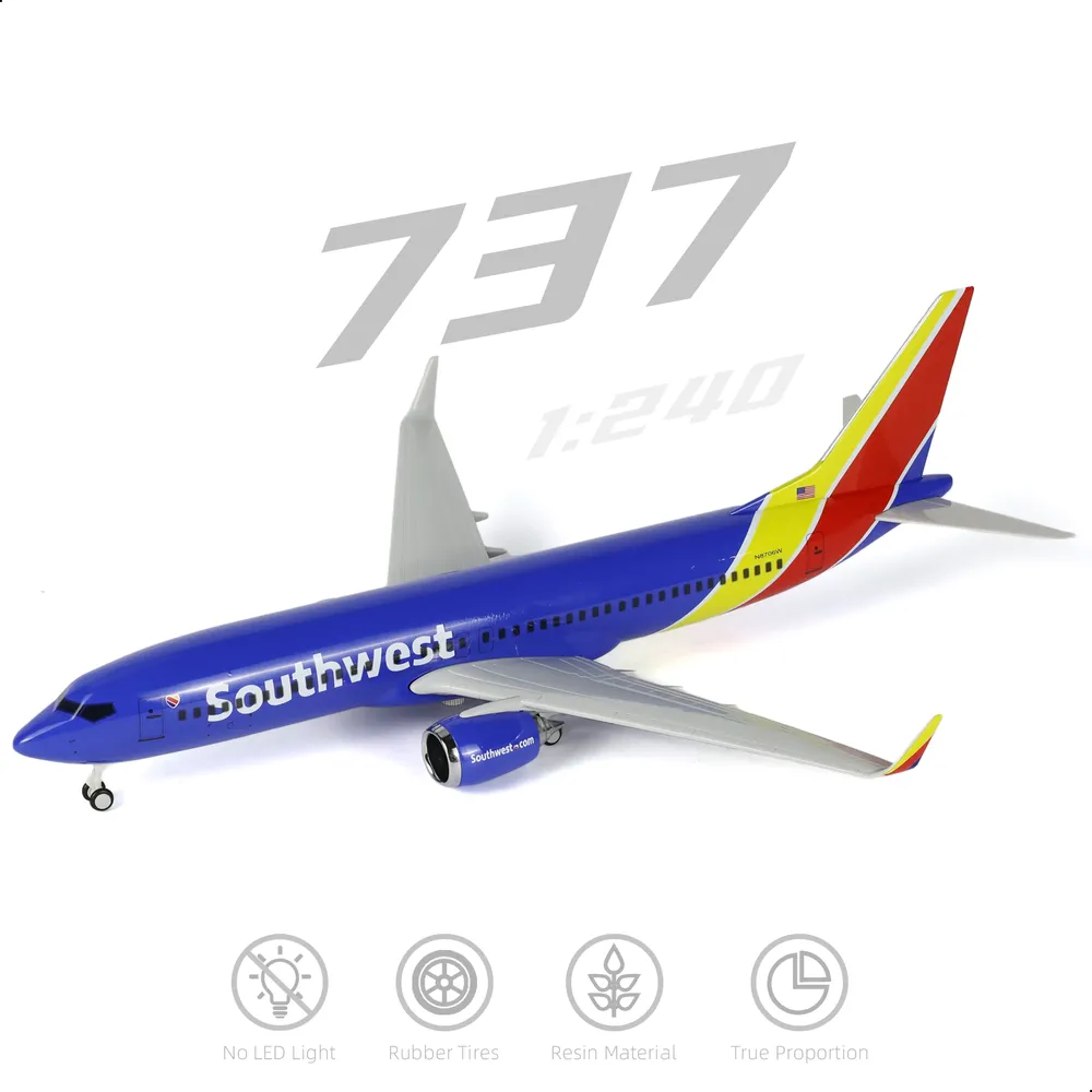 Модель самолёта 1:240 American Southwest (длина 30 см). Смоляной Boeing 737 с подставкой авиационный подарок и декоративная модель для взрослых., вариант, фото 3
