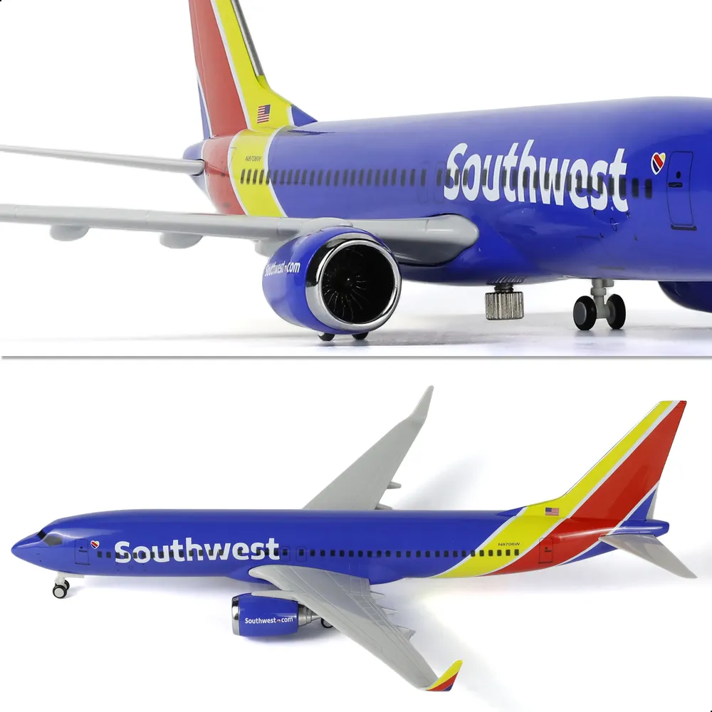 Модель самолёта 1:240 American Southwest (длина 30 см). Смоляной Boeing 737 с подставкой авиационный подарок и декоративная модель для взрослых., вариант, фото 4