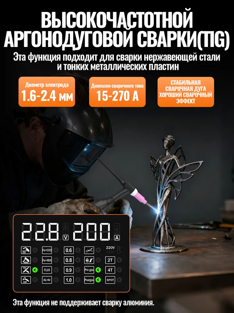 Сварочный аппарат плазморез инверторный полуавтомат HITBOX HBMC270 6 B 1 (MIG/ HF TIG/ CUT/ MAG/ MIG без газа/ MMA ) алюминий Горелка 3м, 3 м, фото 4