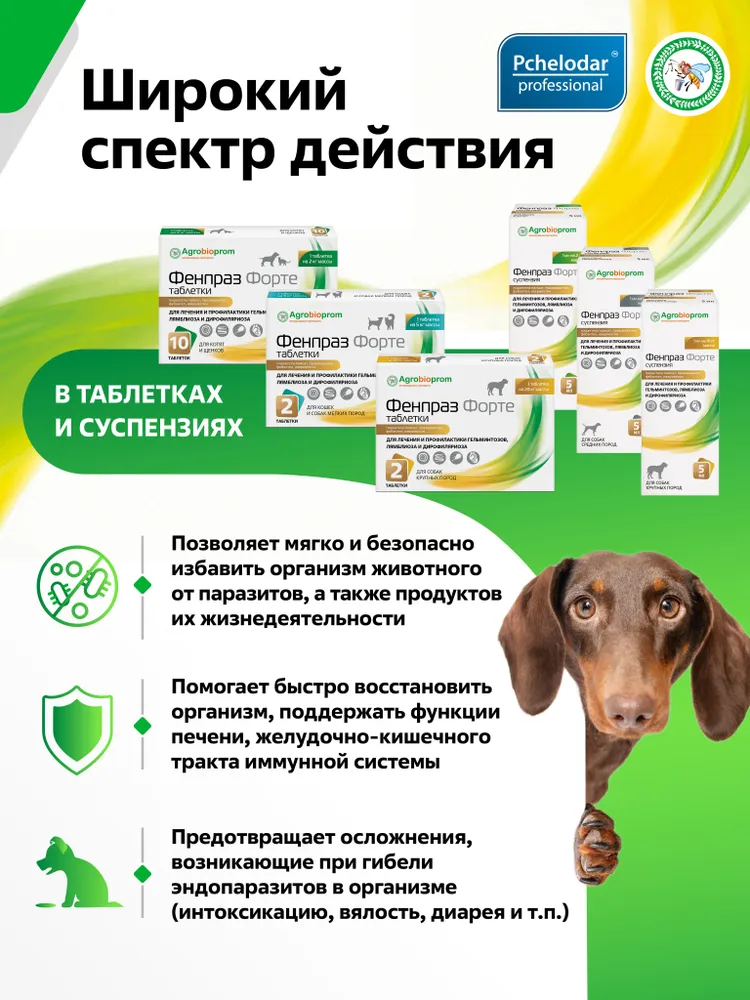 Фенпраз Форте От глистов для собак мелких пород, Суспензия 5 мл, Agrobioprom, 5 мл, фото 2