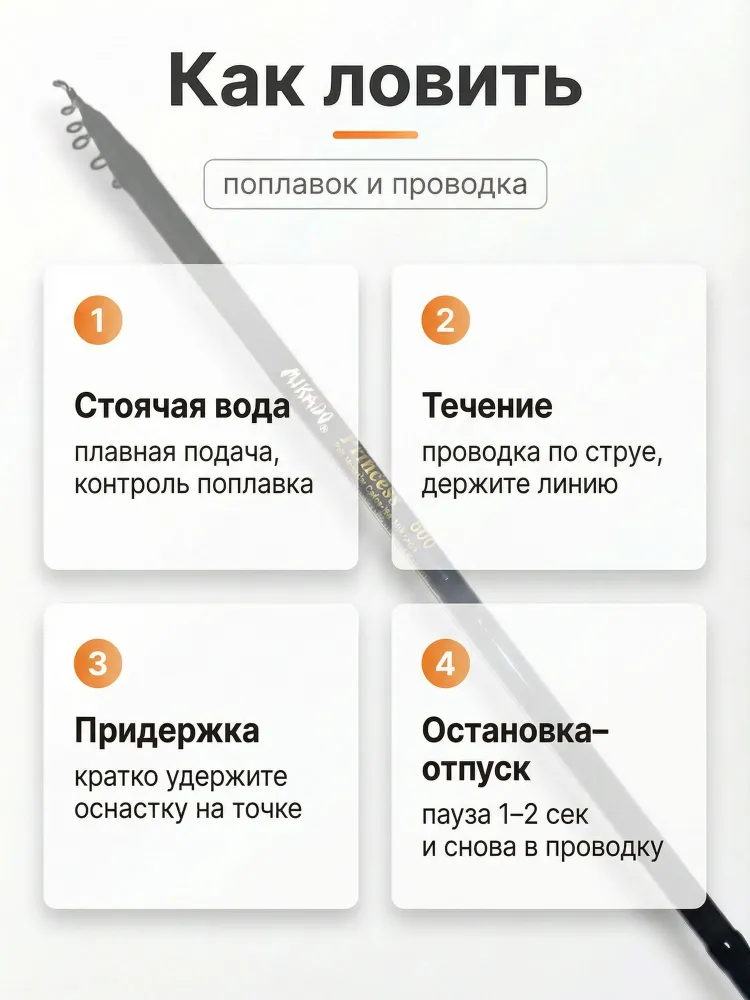 Удочка для рыбалки Принцесса с кольцами 4 м 10-30г , болонская, 5 м, 5 м, фото 5