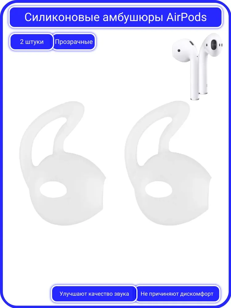 Амбушюры для наушников AirPods 1-2 поколения, прозрачные / накладки для наушников 2 штуки, прозрачный