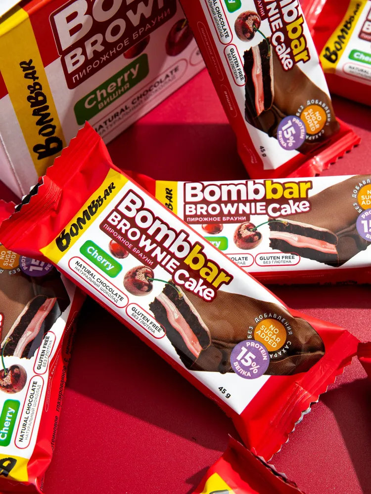 Bombbar Протеиновое печенье Брауни без сахара и глютена Вишня, 20шт х 45г, 20 шт, 45 г, фото 4