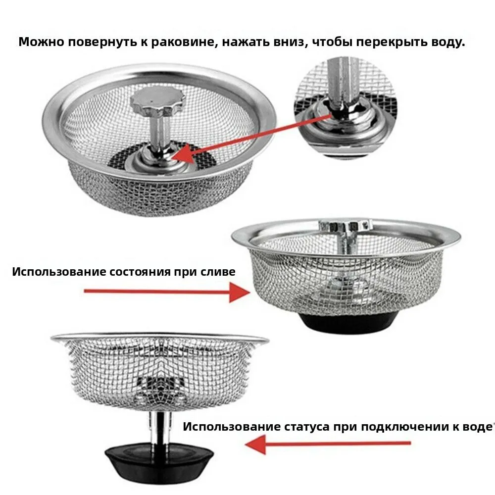 Сетчатый фильтр для кухонной мойки с регулируемым сливом., вариант, фото 3