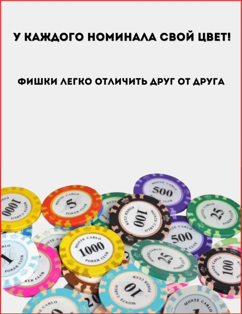 Фишки для покера с номиналом, набор для покера, номинал 50 - 25 штук, вариант, фото 5