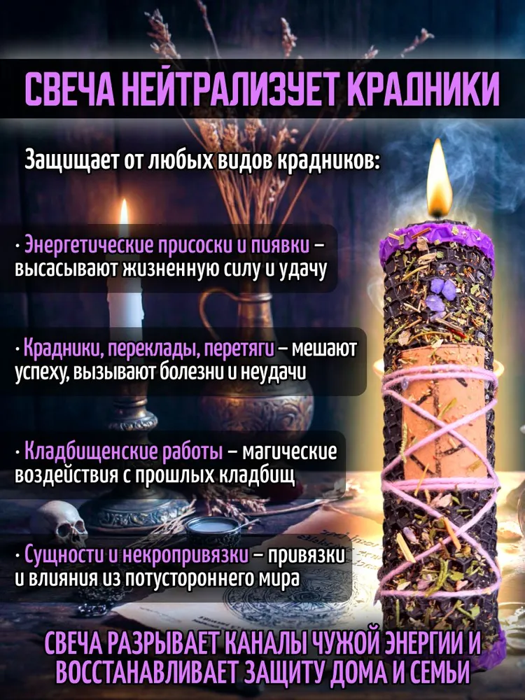 свечи восковые магические от ПОДКЛАДОВ и Крадников. Обезвредить и вернуть зло. ручная работа. Свечи магические восковые программные ритуальные с травами, вариант, фото 3