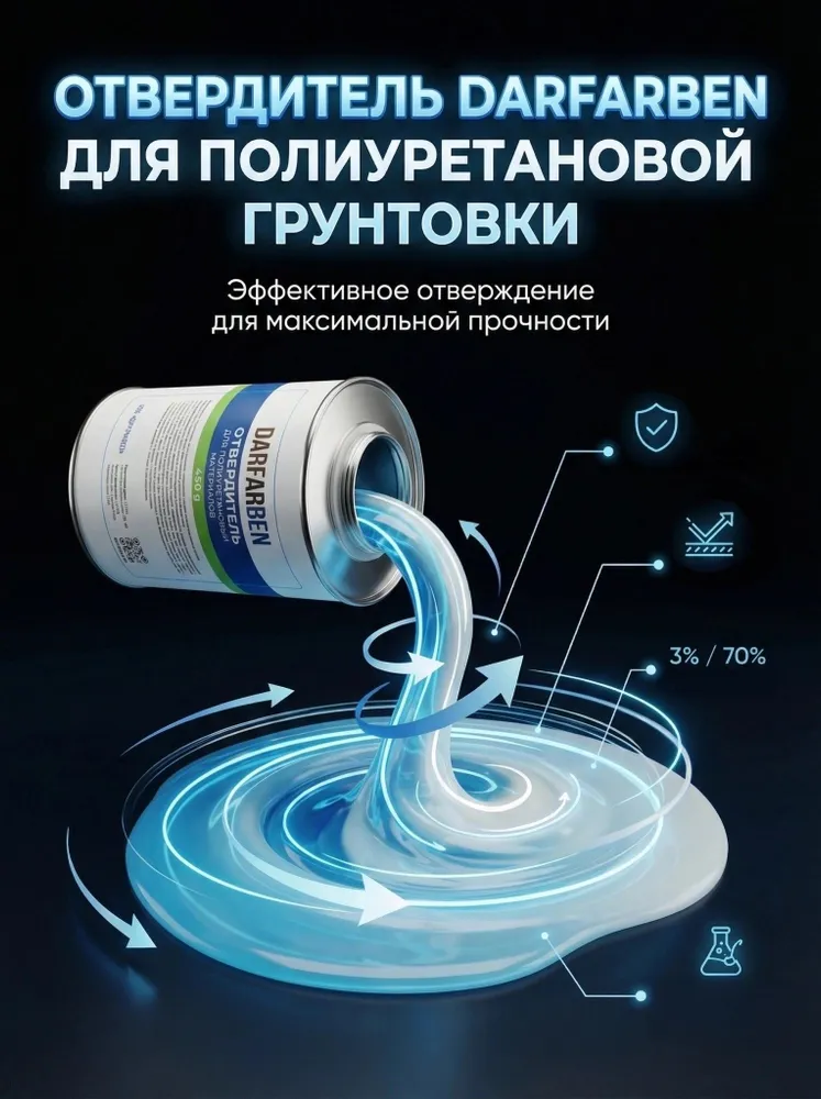 Отвердитель для краски полиуретановой и грунтовки DARFARBEN 450 g, 450 г, фото 3