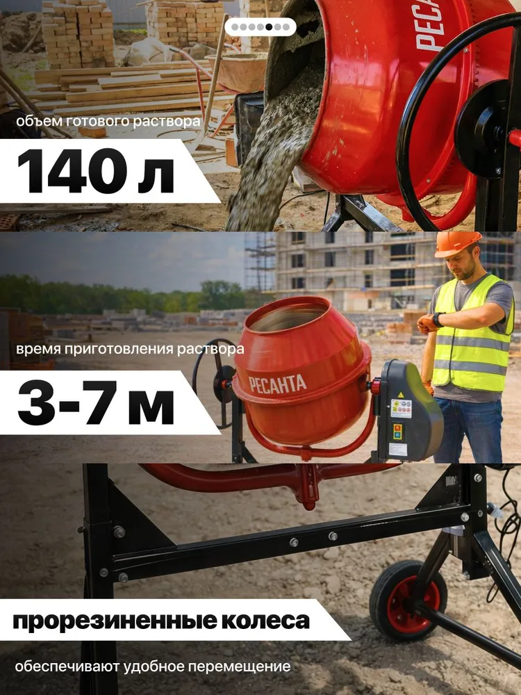 Бетономешалка РЕСАНТА БМ-205Ч, ЧУГУН, 205л, 205 л, фото 5
