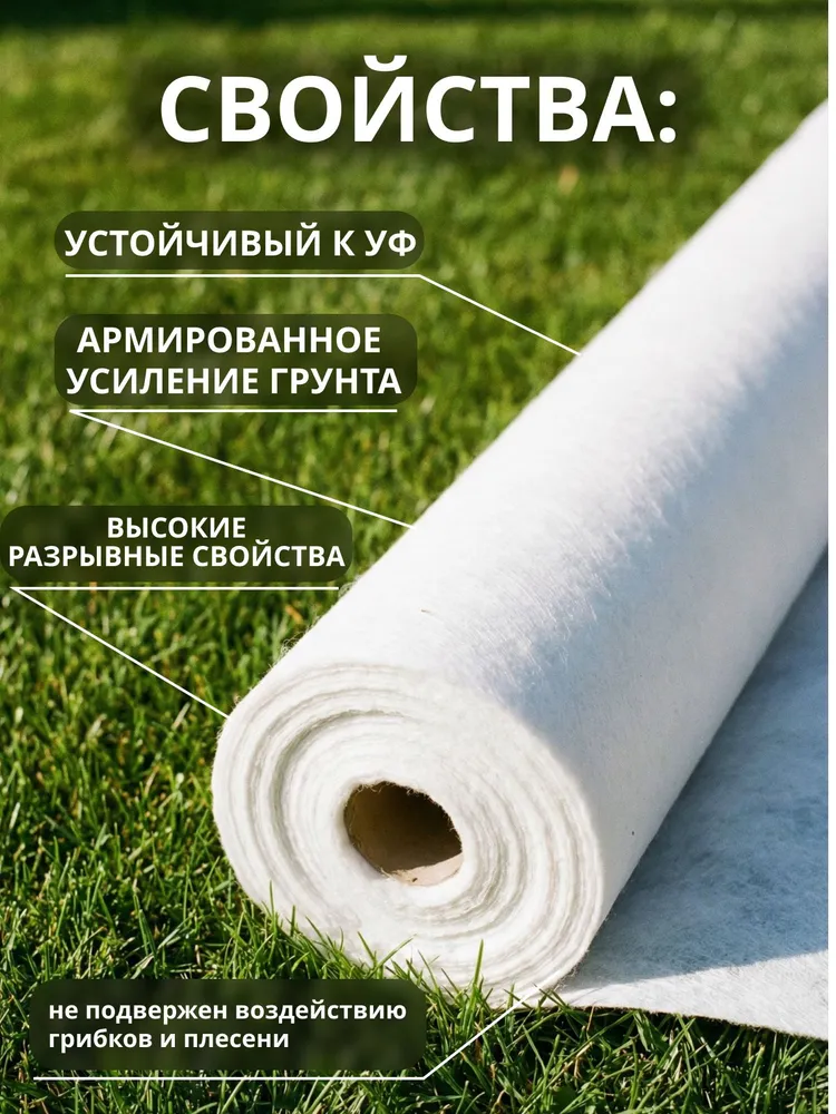 Геотекстиль дорнит 300 г/м2 (2x25) иглопробивной, 2x25, 300 г, фото 2