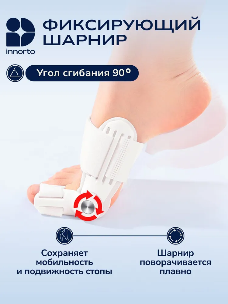 INNORTO Набор 2 шт.: вальгусная шарнирная шина для выпрямления большого пальца стопы 21280-2, 2 шт, фото 4
