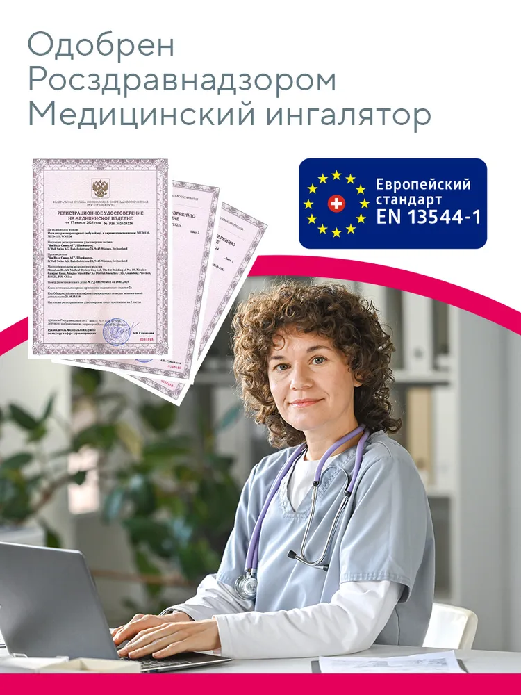 Ингалятор (небулайзер) B.Well MED-130 компрессорный медицинский, детский и взрослый, вариант, фото 2