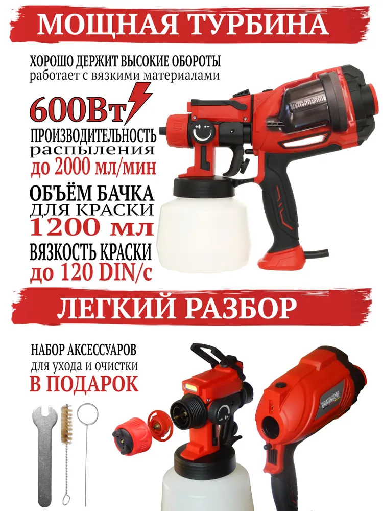 Краскопульт электрический Braundorf TurboPaint HVLP-35, вариант, фото 2