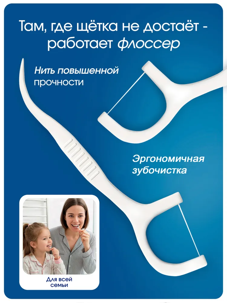 Зубная нить с зубочисткой, флоссеры набор 2 кейса, вариант, фото 5