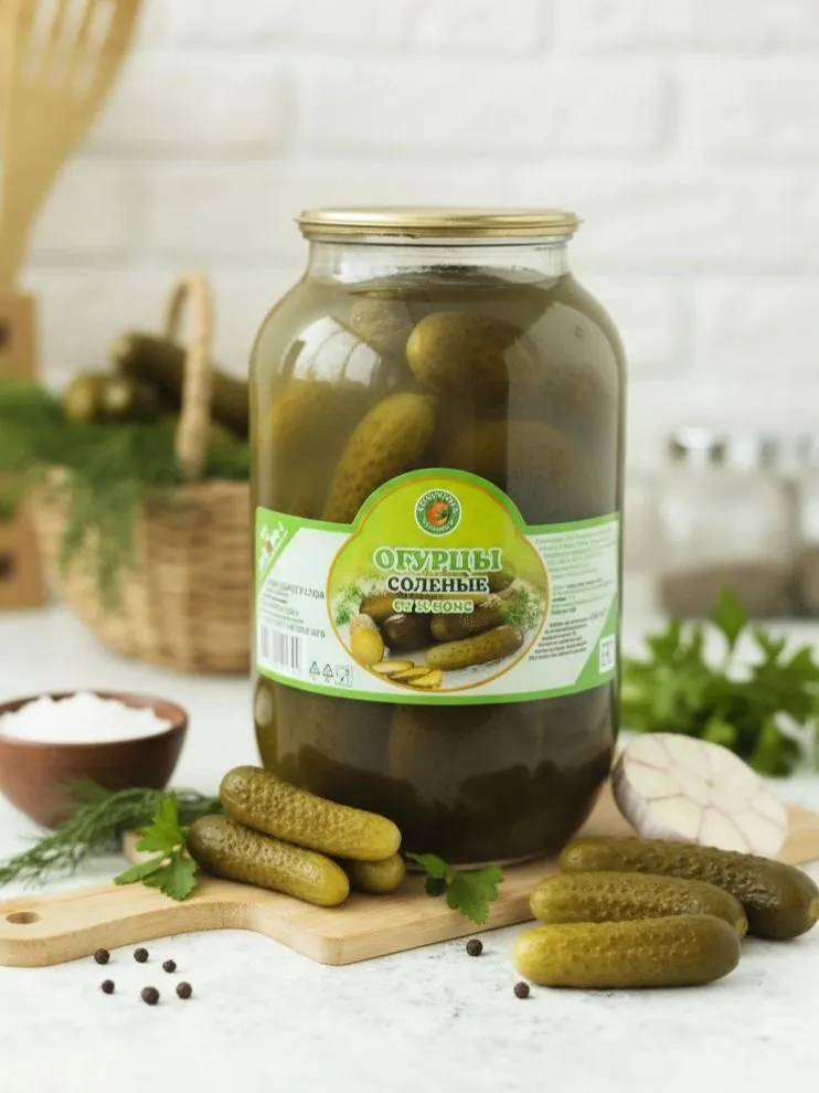 Огурцы соленые (бочковые мутные) от М-КОНС, 1500 г, 1,5 кг, фото 2