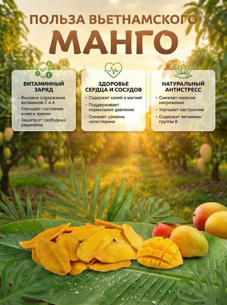 Манго сушеный без сахара 1000 г, 1 кг, фото 3