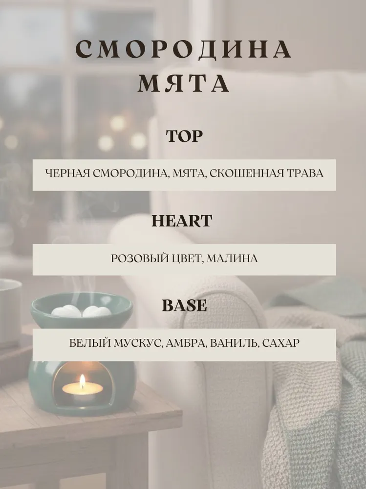 Ароматизированный воск для аромалампы Farro decoration Смородина и мята, набор из 12 сердечек, вариант, фото 2